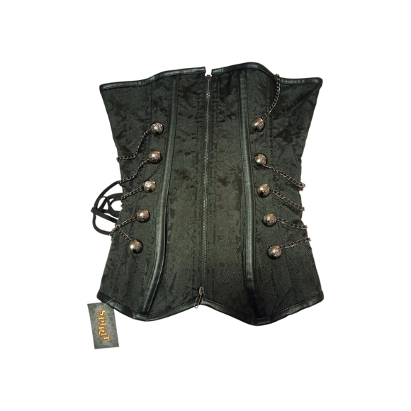 Black Corset with Chain Detail And Detailed Buttons, Size S/M, NWT - Picture 1 of 7